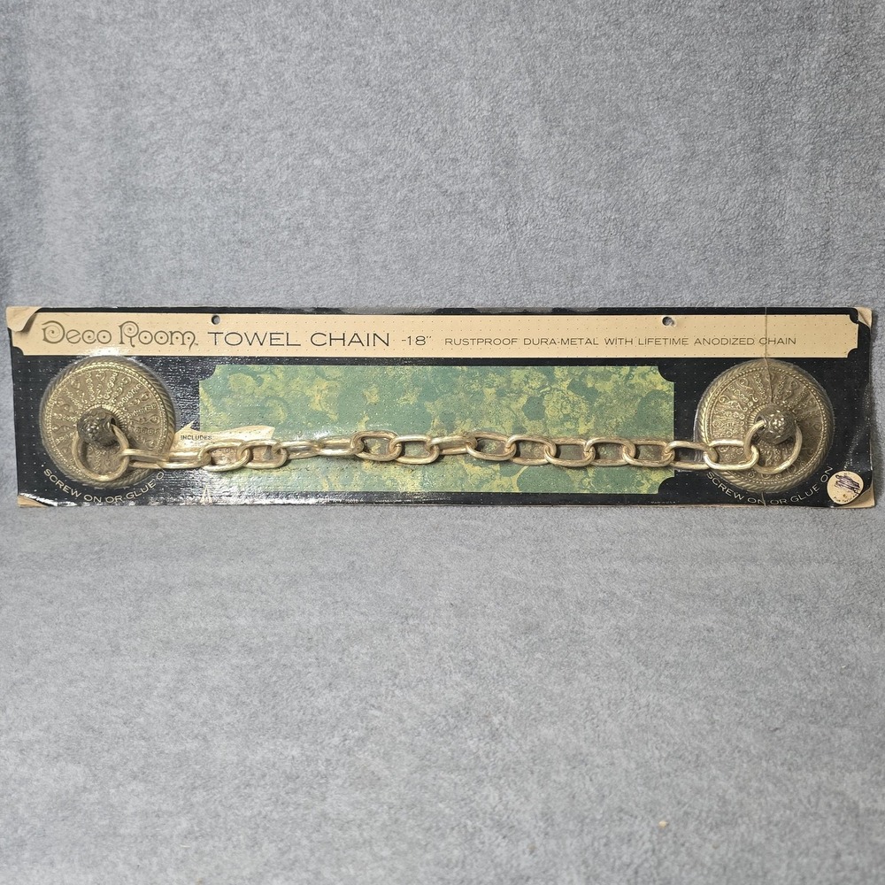 Vintage 1960s Deco Room Towel Chain 507 Antique Gold Hardware NOS 18"